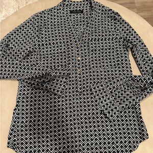 Ivanka Trump Black and White Chevron Blouse